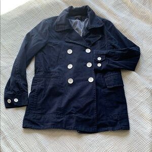 J. Crew Navy Blue Double-Breasted Women's Peacoat 100% Cotton Spring Coat Sz 6